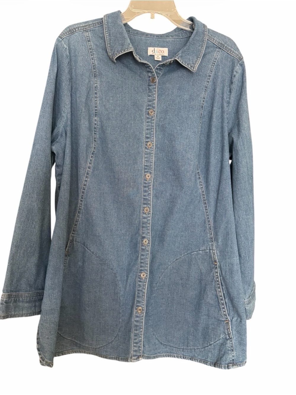 Denim & Co Light Blue Denim Button-Front Shirt Jacket Size 1X